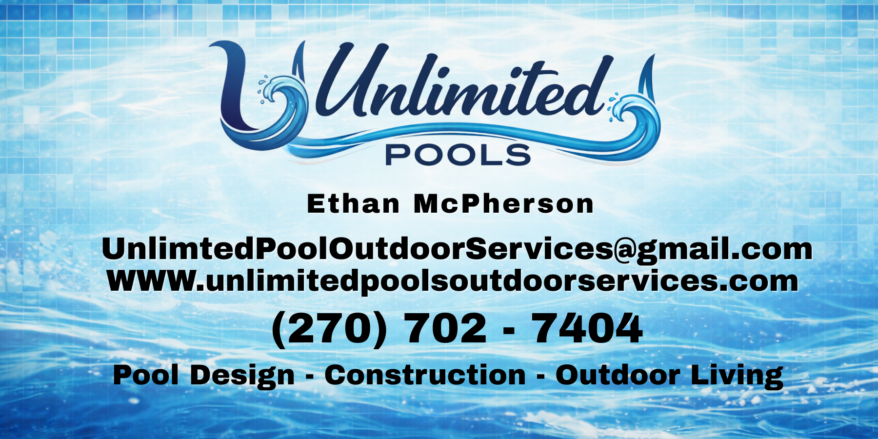Business card and brand design for Unlimited Pools of Owensboro, KY